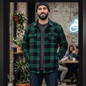 Nike Black and Green Checkered Shirt